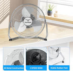 9 Inch Metal Floor Fan with 3-Speed and Upgraded Airflow, Silver in Silver, alternate view 6