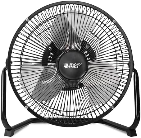 9 Inch Metal Floor Fan with Upgraded Airflow, Black in Black
