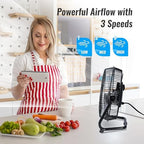 9 Inch Metal Floor Fan with Upgraded Airflow, Black in Black, alternate view 4