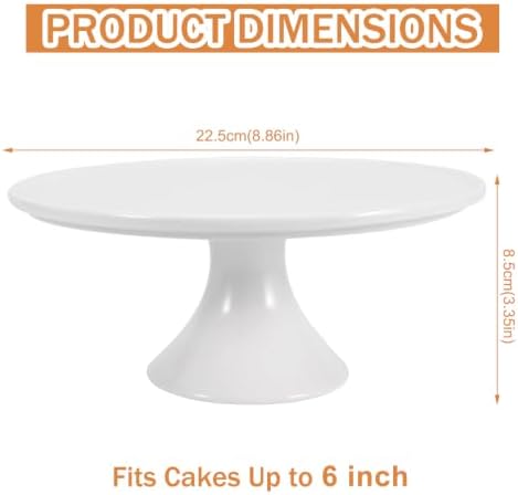 9 Inch White Ceramic Cake Stand for 6 Inch Cakes, Small Pedestal Display in White, alternate view 3