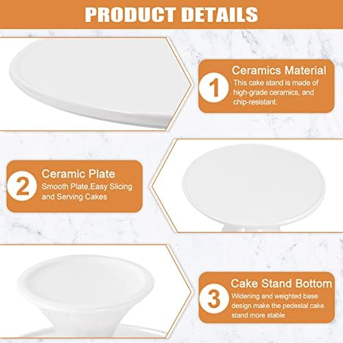 9 Inch White Ceramic Cake Stand for 6 Inch Cakes, Small Pedestal Display in White, alternate view 4