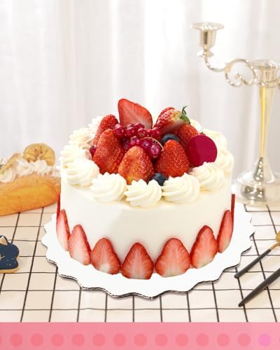 9 Inch White Wave Cake Boards Round 15-Packs Circles Rounds Base Food-Grade Cardboard Wave Cake Plate(Thinner, alternate view