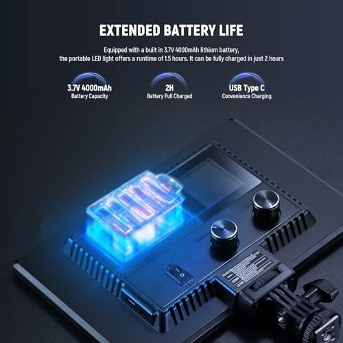 9" LED Video Light Panel, Dimmable DSLR Camera Soft Lighting, alternate view 4