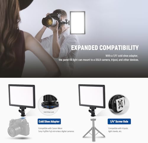9" LED Video Light Panel, Dimmable DSLR Camera Soft Lighting, alternate view 5