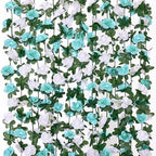 9 Pack 72 FT Artificial Flower Garland Fake Blue White Roses Vines Flowers