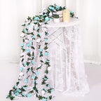 9 Pack 72 FT Artificial Flower Garland Fake Blue White Roses Vines Flowers, alternate view 2