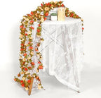 9 Pack 72 FT Artificial Flower Garland Fake Orange Roses Vines Silk Flowers, alternate view 4