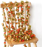 9 Pack 72 FT Artificial Flower Garland Fake Orange Roses Vines Silk Flowers, alternate view 5