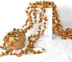 9 Pack 72 FT Artificial Flower Garland Fake Orange Roses Vines Silk Flowers, alternate view 6