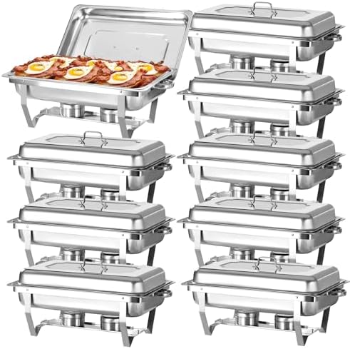 9 PACK Chafing Dish Buffet Set, 8QT Stainless Steel Chafing Dishes for Buffet