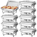 9 PACK Chafing Dish Buffet Set, 8QT Stainless Steel Chafing Dishes for Buffet