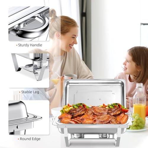 9 PACK Chafing Dish Buffet Set, 8QT Stainless Steel Chafing Dishes for Buffet, alternate view 4