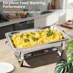 9 PACK Chafing Dish Buffet Set, 8QT Stainless Steel Chafing Dishes for Buffet, alternate view 7
