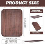 9 Pack Large Disposable Serving Trays, 16 x 12 Inch Rectangle Disposable Serving Platters, Wood Grain Paper Food, alternate