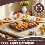 9 Pack Large Disposable Serving Trays, 16 x 12 Inch Rectangle Disposable Serving Platters, Wood Grain Paper Food, alternate