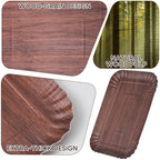 9 Pack Large Disposable Serving Trays, 16 x 12 Inch Rectangle Disposable Serving Platters, Wood Grain Paper Food, alternate