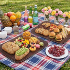 9 Pack Large Disposable Serving Trays, 16 x 12 Inch Rectangle Disposable Serving Platters, Wood Grain Paper Food, alternate