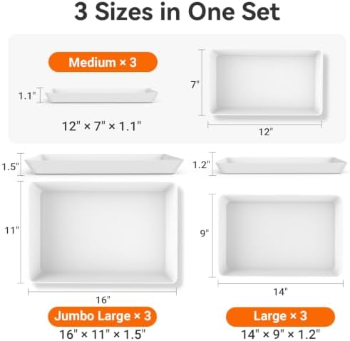 9-Pack Serving Tray in 3 Sizes, Serving Platter, Trays for Serving Food in White, alternate view 3