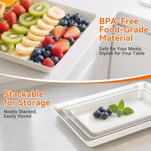 9-Pack Serving Tray in 3 Sizes, Serving Platter, Trays for Serving Food in White, alternate view 4