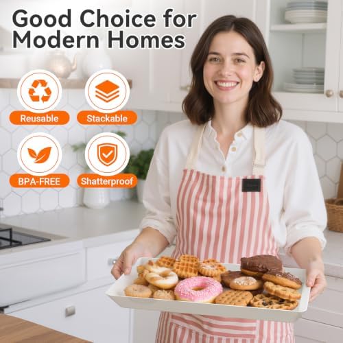 9-Pack Serving Tray in 3 Sizes, Serving Platter, Trays for Serving Food in White, alternate view 5