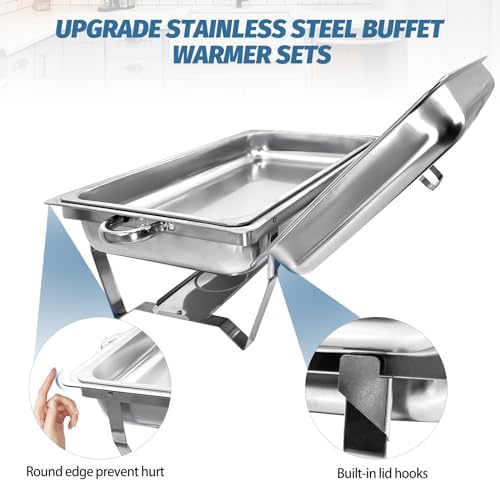 9 Pack Stainless Steel 8 Quart Full Size Chafing Dishes, alternate view 4