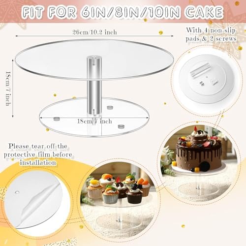 9 Pcs Acrylic Cake Stand Set 4 Cupcake Tower 4 Tray 1 Pedestal in clear, gold, alternate view 3