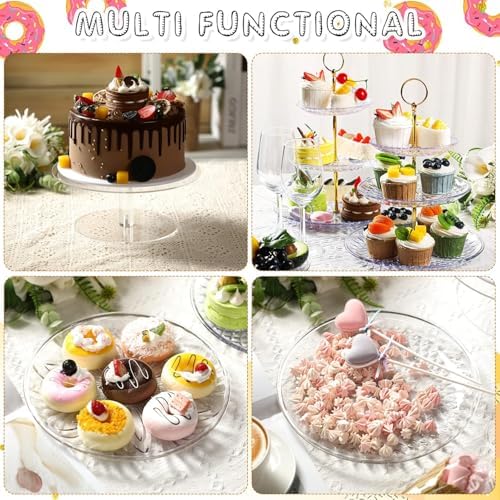 9 Pcs Acrylic Cake Stand Set 4 Cupcake Tower 4 Tray 1 Pedestal in clear, gold, alternate view 4
