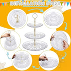 9 Pcs Acrylic Cake Stand Set 4 Cupcake Tower 4 Tray 1 Pedestal in clear, gold, alternate view 7