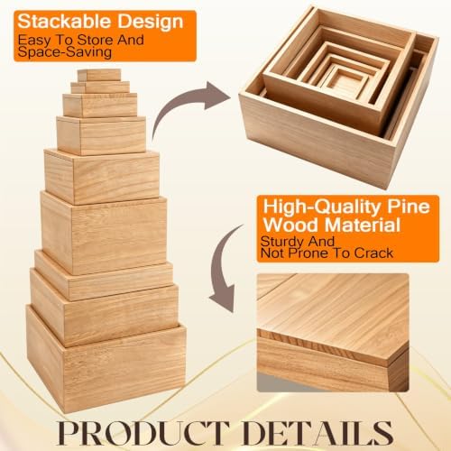 9 Pcs Extra Large 12" Wooden Buffet Risers Set with Mini Sign Food Risers for Buffet Table Multi Size Cake, alternate view 4