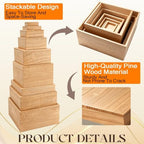 9 Pcs Extra Large 12" Wooden Buffet Risers Set with Mini Sign Food Risers for Buffet Table Multi Size Cake, alternate view 4