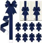 9 Pcs Navy Blue Christmas Velvet Cabinet Bows Ribbons for Kitchen