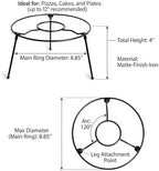 9" Pizza Stand Riser 4 Pack Metal Food Display Holder Black in Black, alternate view 3