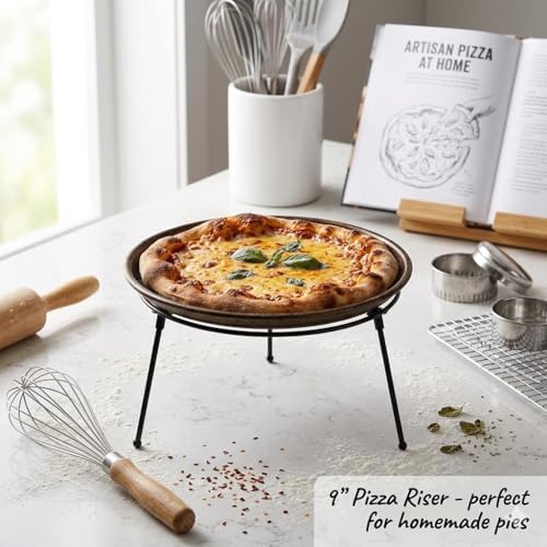 9" Pizza Stand Riser 4 Pack Metal Food Display Holder Black in Black, alternate view 5