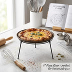 9" Pizza Stand Riser 4 Pack Metal Food Display Holder Black in Black, alternate view 5