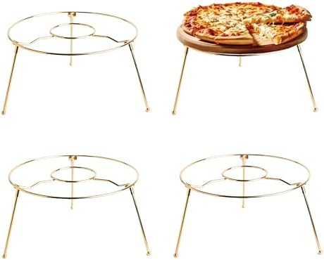9" Pizza Stand Riser 4 Pack Metal Food Display Holder Gold in Brass Gold