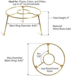 9" Pizza Stand Riser 4 Pack Metal Food Display Holder Gold in Brass Gold, alternate view 3