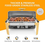 9 Quart 2 Packs Roll Top Chafing Dish Buffet Set Gold Accent, Stainless Steel Rectangular Chafer for Catering, alternate view