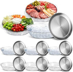 9 Set 11.8" Chilled Serving Tray Compartments for Parties, Natural in Natural