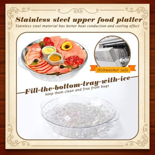 9 Set 11.8" Chilled Serving Tray Compartments for Parties, Natural in Natural, alternate view 5