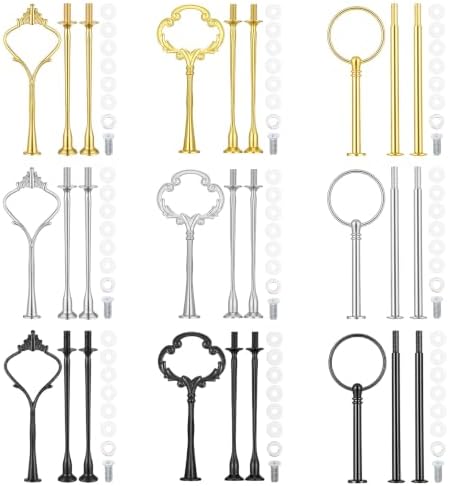 9 Sets 3 Tier Tray Hardware Kit Cake Stand Hardware for DIY Serving Stand, Tiered Plate with Round Crown