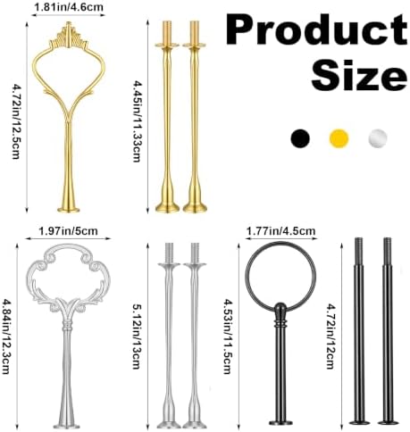 9 Sets 3 Tier Tray Hardware Kit Cake Stand Hardware for DIY Serving Stand, Tiered Plate with Round Crown, alternate view 3