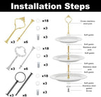 9 Sets 3 Tier Tray Hardware Kit Cake Stand Hardware for DIY Serving Stand, Tiered Plate with Round Crown, alternate view 5