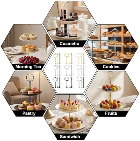 9 Sets 3 Tier Tray Hardware Kit Cake Stand Hardware for DIY Serving Stand, Tiered Plate with Round Crown, alternate view 6