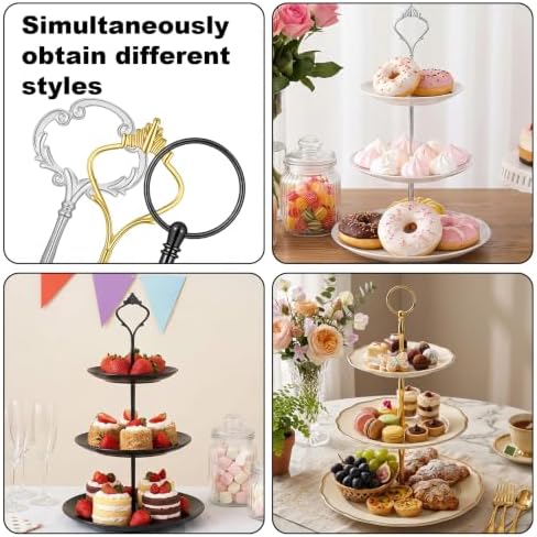 9 Sets 3 Tier Tray Hardware Kit Cake Stand Hardware for DIY Serving Stand, Tiered Plate with Round Crown, alternate view 7