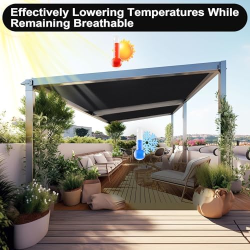 90% Sun Shade Cloth, 3 x 16 FT Pergola Shade Cover Canopy with Grommets, Sun Screen Fabric Tarp for Patio, alternate view 6
