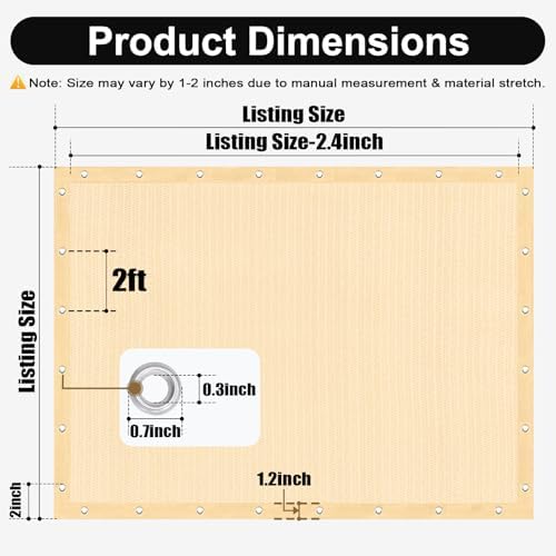 90% Sun Shade Cloth, 6 x 10 FT Pergola Shade Cover Canopy with Grommets, Sun Screen Fabric Tarp for Patio, alternate view 3