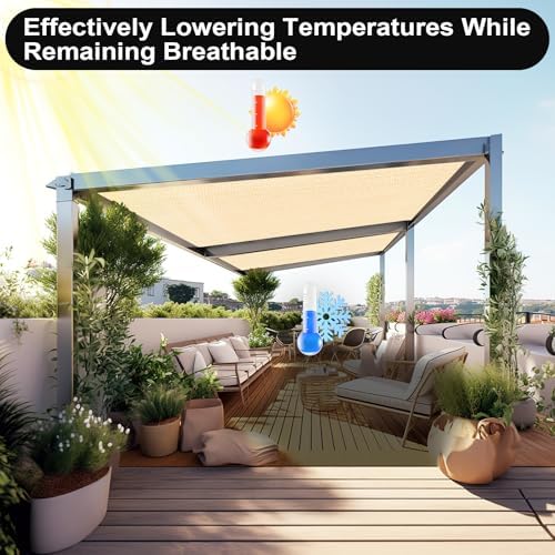 90% Sun Shade Cloth, 6 x 20 FT Pergola Shade Cover Canopy with Grommets, Sun Screen Fabric Tarp for Patio, alternate view 6