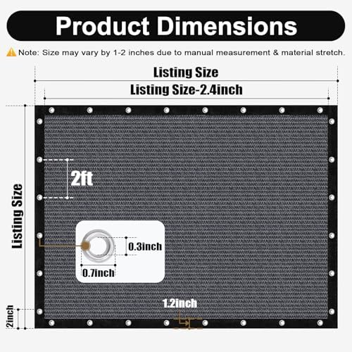90% Sun Shade Cloth, 8 x 10 FT Pergola Shade Cover Canopy with Grommets, Sun Screen Fabric Tarp for Patio, alternate view 2