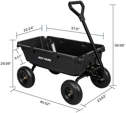 900 lbs Poly Garden Dump Cart, 5 Cu.Ft Wheelbarrow Cart with 10" All Terrain Wheels & Quick-Release System, alternate view 3