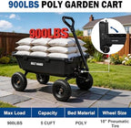 900 lbs Poly Garden Dump Cart, 5 Cu.Ft Wheelbarrow Cart with 10" All Terrain Wheels & Quick-Release System, alternate view 4